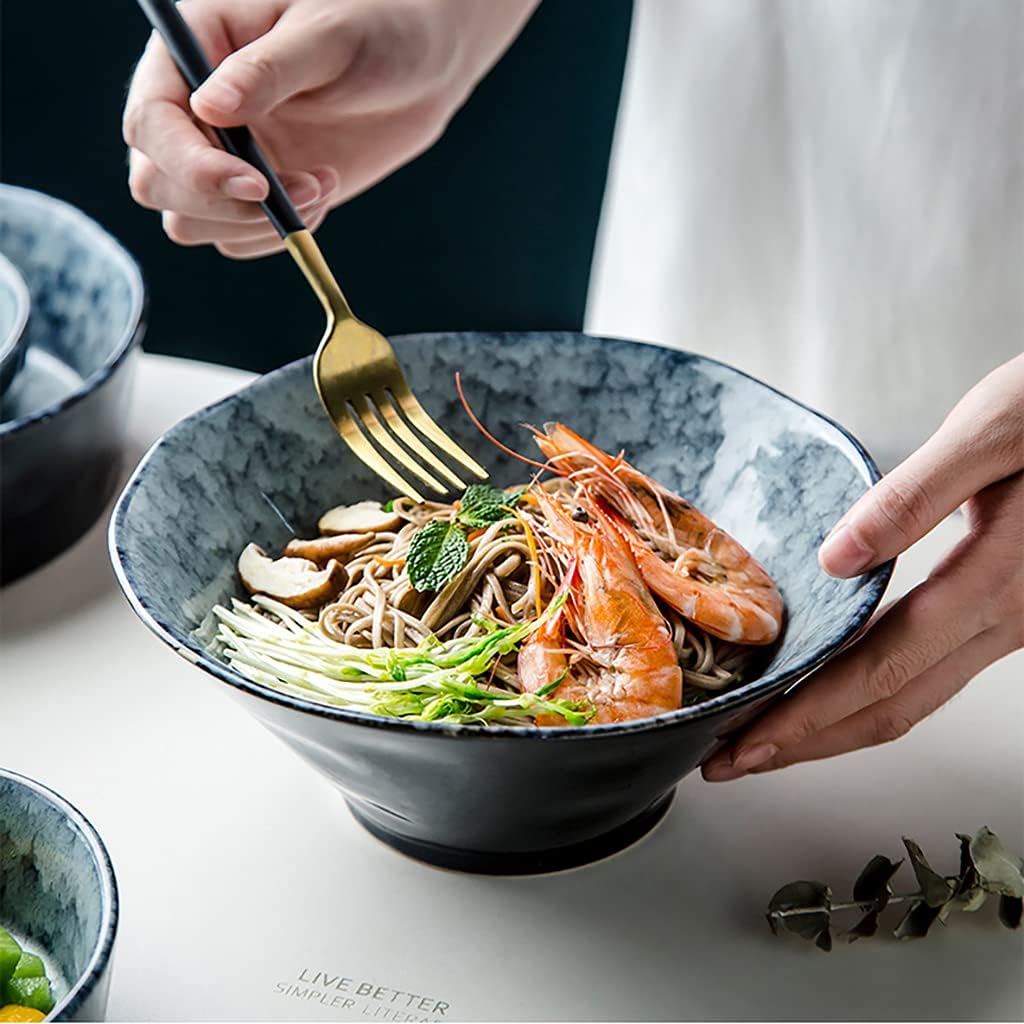 Ceramic Ramen Ramen Soup Bowl, Home Kitchen Salad Bowl, Instant Ramen, Soup, Noodle, Four, Udon, Buckwheat Mixing Bowl 850ml