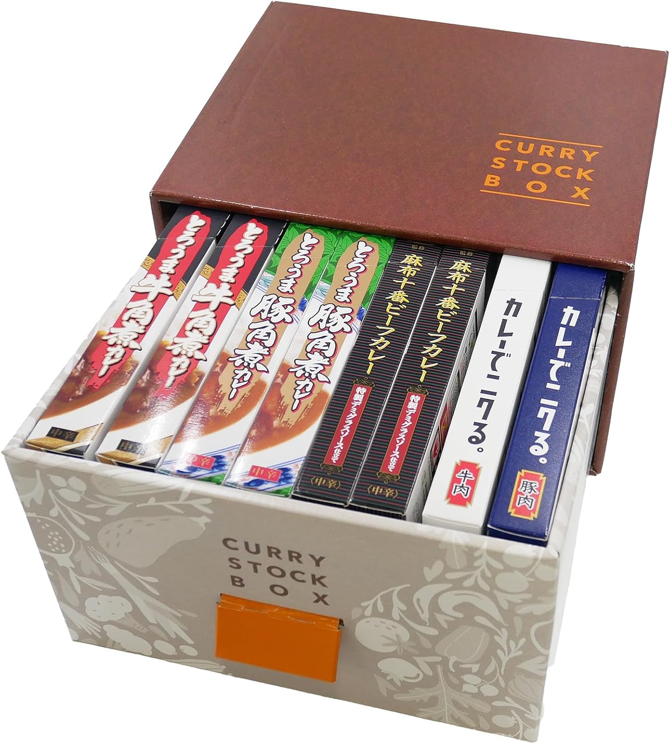 【, Limited】House Carefully Selected Retorted Curry 5 Varieties 8 Meals Stock Use BOX Set (Torouma Beef Kakuni/Torouma Pork Kakuni/Azabu Juban Special Demi-Glace Sauce/Curry de Nikuru. Beef