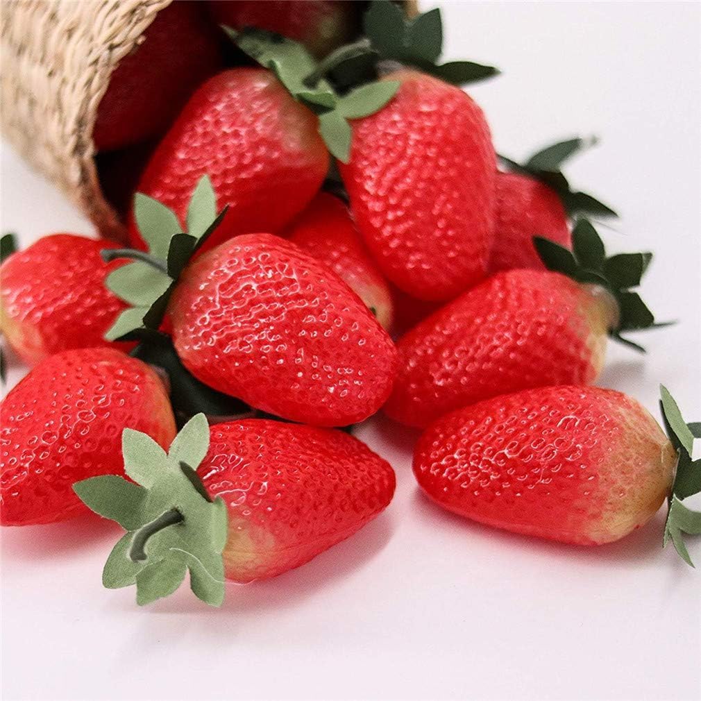 siawadeky Strawberry Samples Plastic Set of 18 Artificial Fruit Model Food Sample Fruit Model Realistic Photography Props Fake Strawberry Display Fake Fruit for Room Decor Party Display Figurine Decor