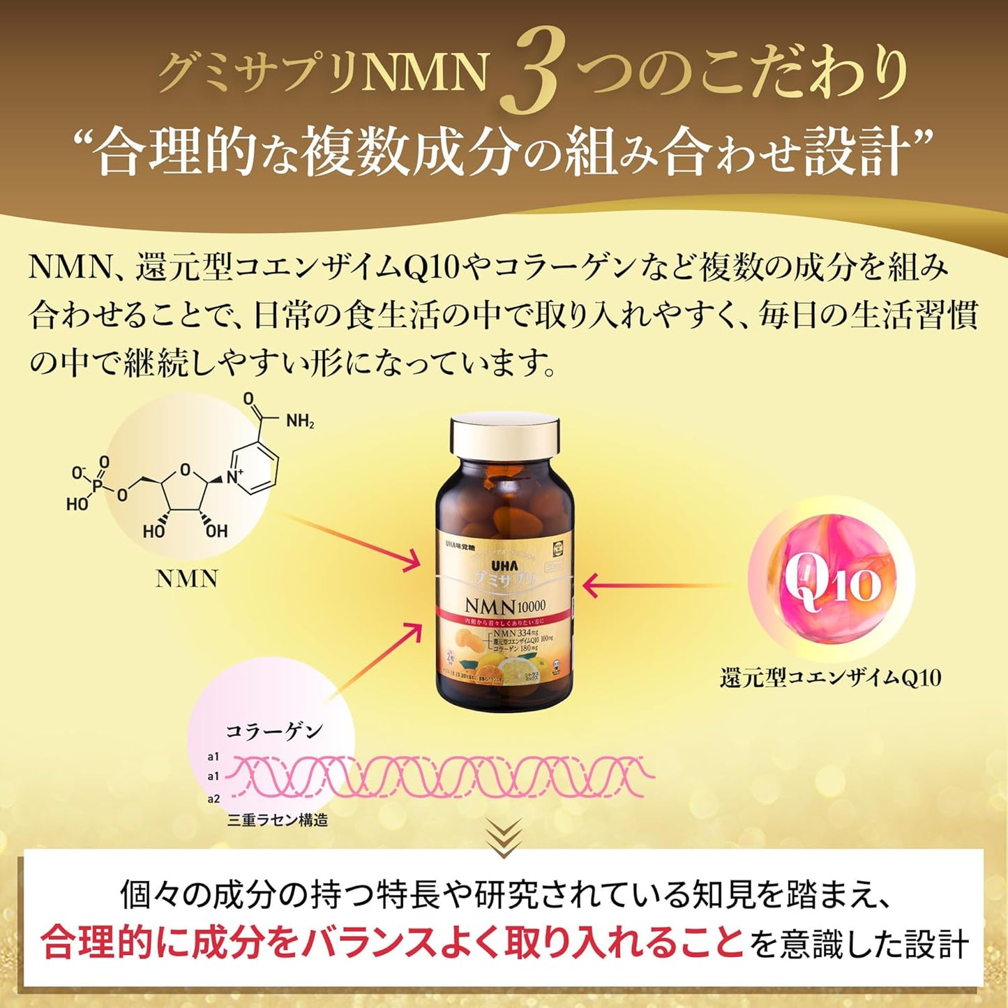 UHA Mikakukato [Official] UHA Gummy Supplement NMN10000, Citrus Mix Flavor, 30 Day Supply Bottle (60 pieces) 1 piece