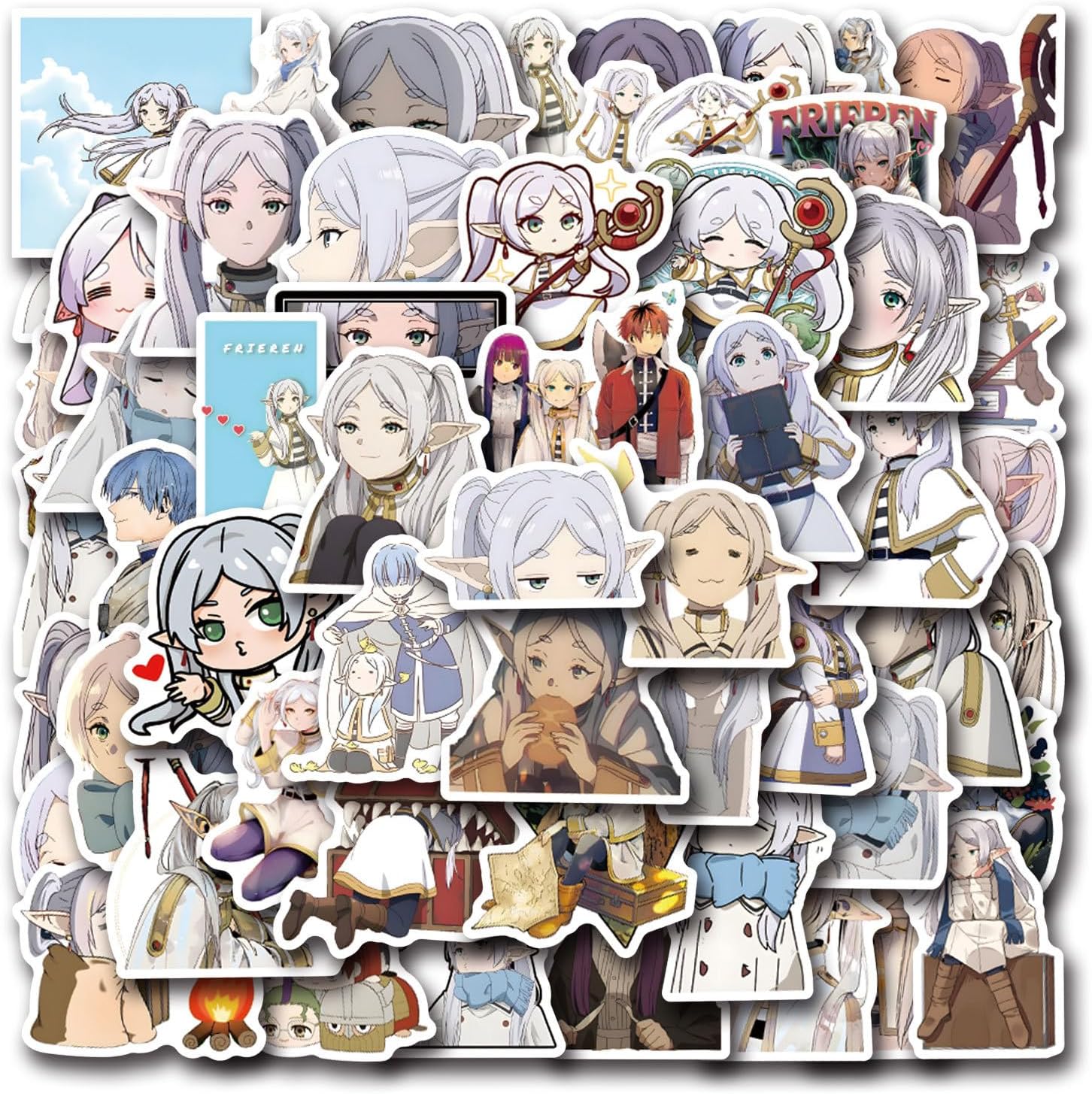 110 pieces Funeral Freeren Himmel Fern Stark Stickers Set, Anime, Cartoon Stickers, Cute, Notebook Stickers, Children's Stickers, Waterproof PVC Stickers, Character Goods, Surroundings, Popular