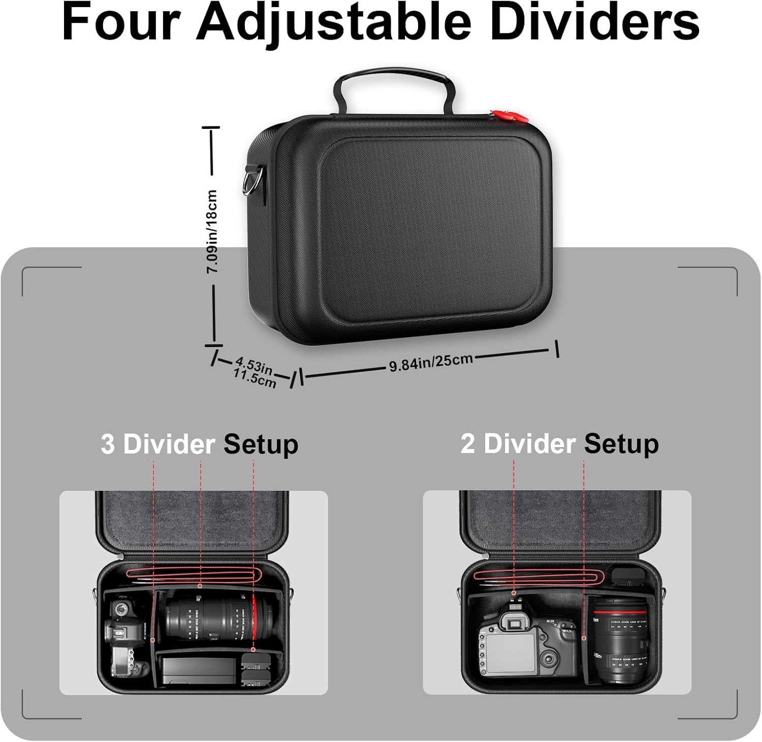 ProCase Camera Bag SLR Case for DSLR Mirrorless Camera Storage Soft Padded Digital Camera Case Travel Bag with Shoulder Strap Divider for Accessories - Black