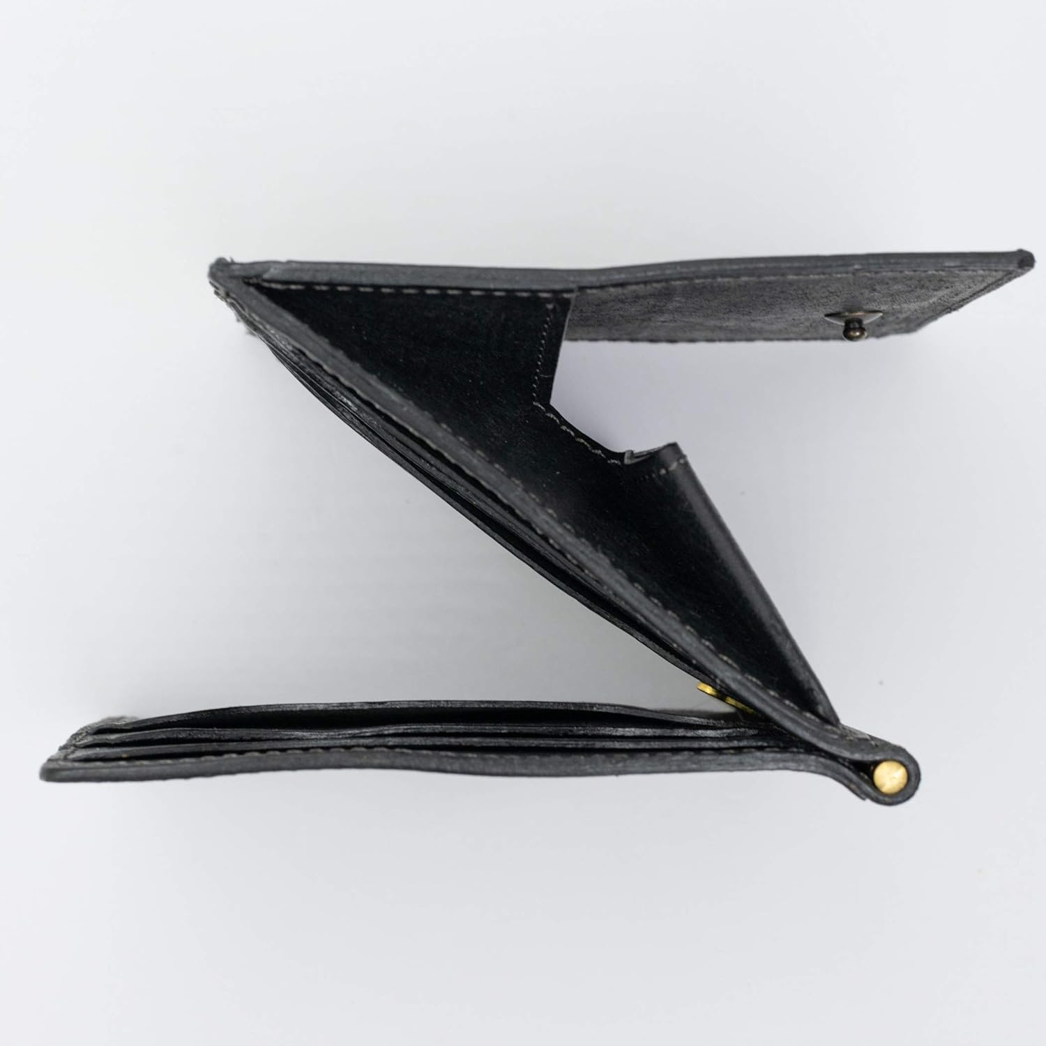 Hizu Factory Pueblo Genuine Leather Money Clip (with Coin Pocket) Made in Japan Artisan Handmade, Black