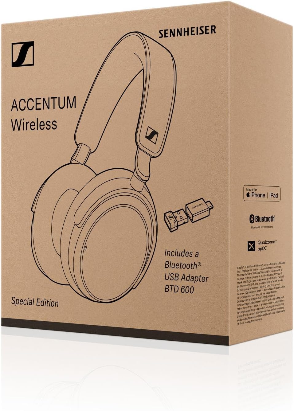 【BTD600 Included Set】【Exclusive】Sennheiser Sennheiser Wireless Headphones ACCENTUM Wireless SE Black Copper Aging Sound Set Bluetooth Transmitter BTD 600 USB Adapter Included High