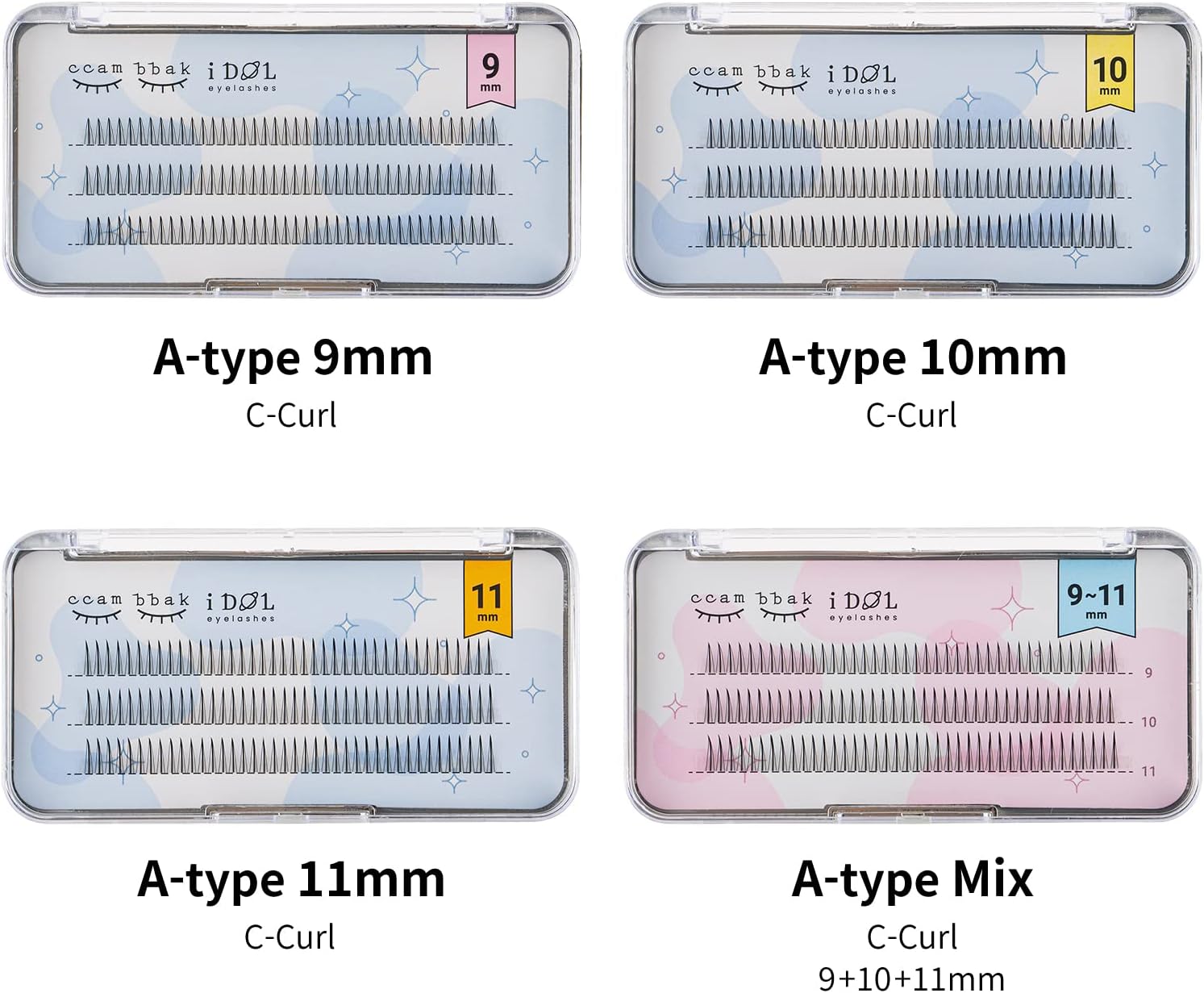 CCAMBBAK Idol False Eyelashes Partial Eyelash Eyelash Extensions Semi-Permanent Eyelash Type Matsueku Self False Eyelashes Natural, Popular, DIY, 0.3 - 0.4 inches (9 - 11 mm) (W Type 0.4 inches (10