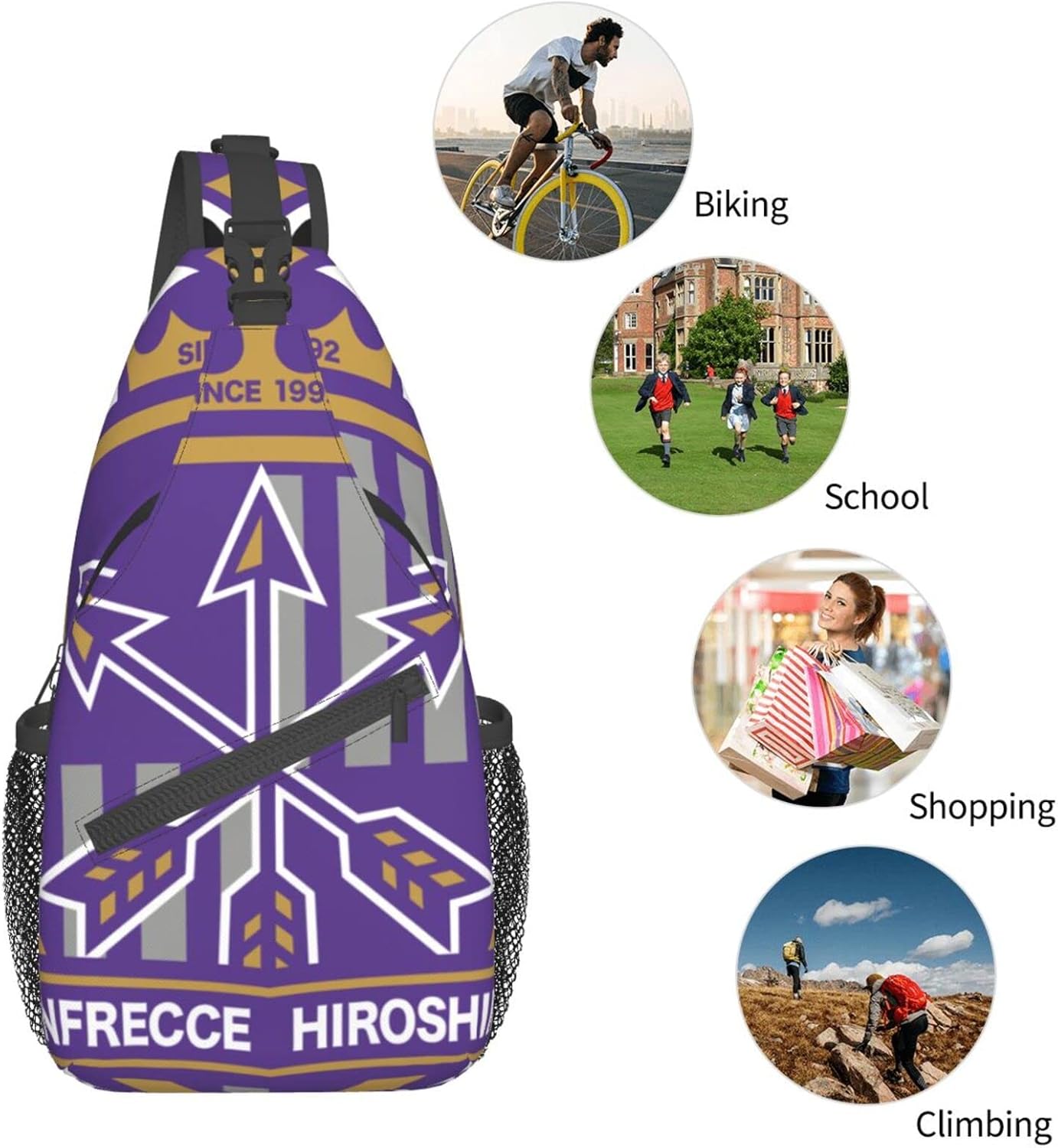 Sanfrecce Hiroshima Shoulder Bag, Large Capacity, Shoulder Bag, Crossbody Bag, Work Commute, School, Travel, Events, Anime, Moe Goods, Multifunctional, Lightweight, Unisex, Gift, Sports, School Bag,