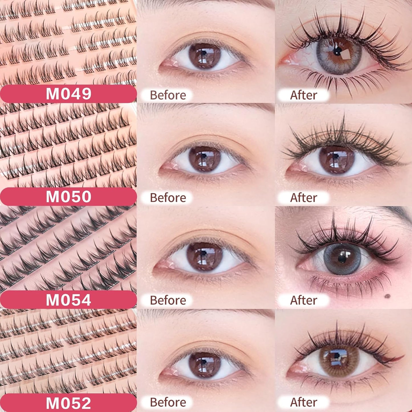 False Eyelashes, No Glue, Partial Eyelashes, 1 Second, False Eyelashes, For Beginners, Easy, Cute, Bundle, Popular, Durable, DIY Eye Makeup, Strong Adhesive, Not Easy to Fall Off, With Glue, Large