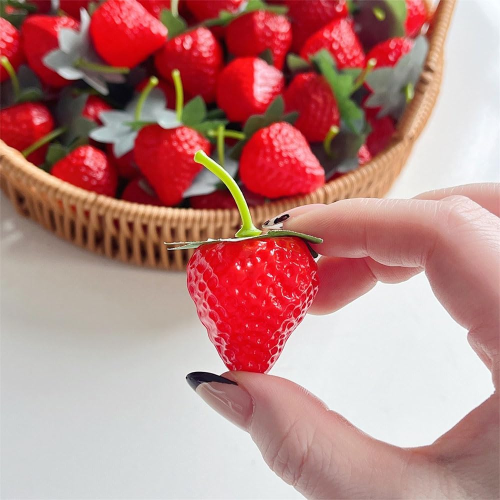 Set of 20, Strawberry, Strawberry, Life-like, Food Sample, Cake Shop, Fruit Shop Display, etc. (1.4 x 1.2 inches (3.5 x 3 cm)