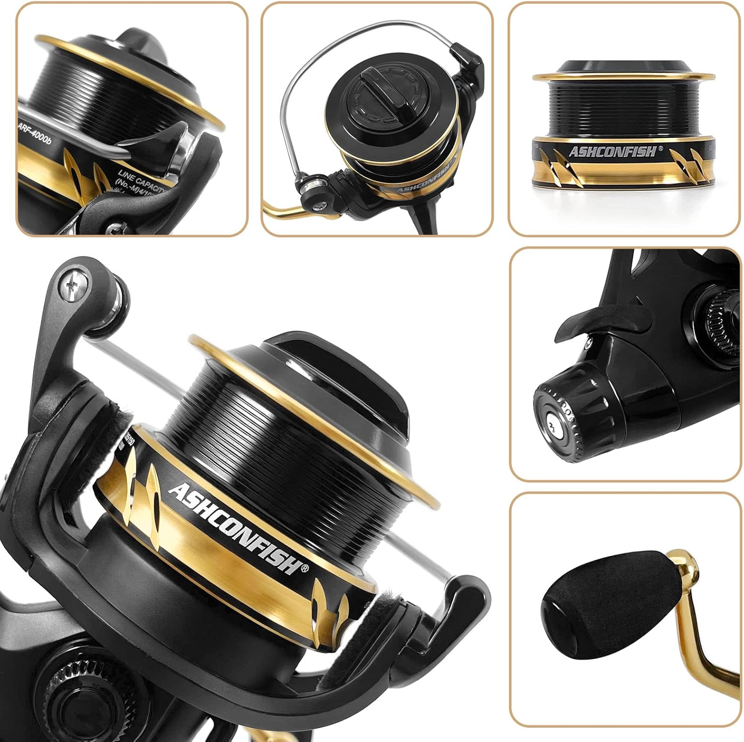 Ashconfish ARF スピニングリール 左右交換ハンドル リール 軽量 強抗力 遠投用 穴釣り 淡水釣り 海釣り 4000 5000 4000b 5000b