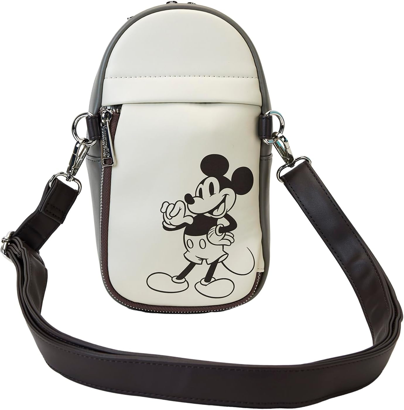 Loungefly Disney Mickey y sus amigos - Bolso bandolera de cuero sintético y lona con botella de agua