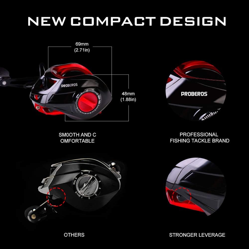 Bait Reel, Saltwater Fishing, Freshwater Fishing, Dual Use, Left/Right Handle, Maximum Drag Force 22.0 lbs (10 kg), Gear Ratio 7.2:1, Lightweight, Casting, Magnetic Brake, Fishing Reel, Bass Fishing