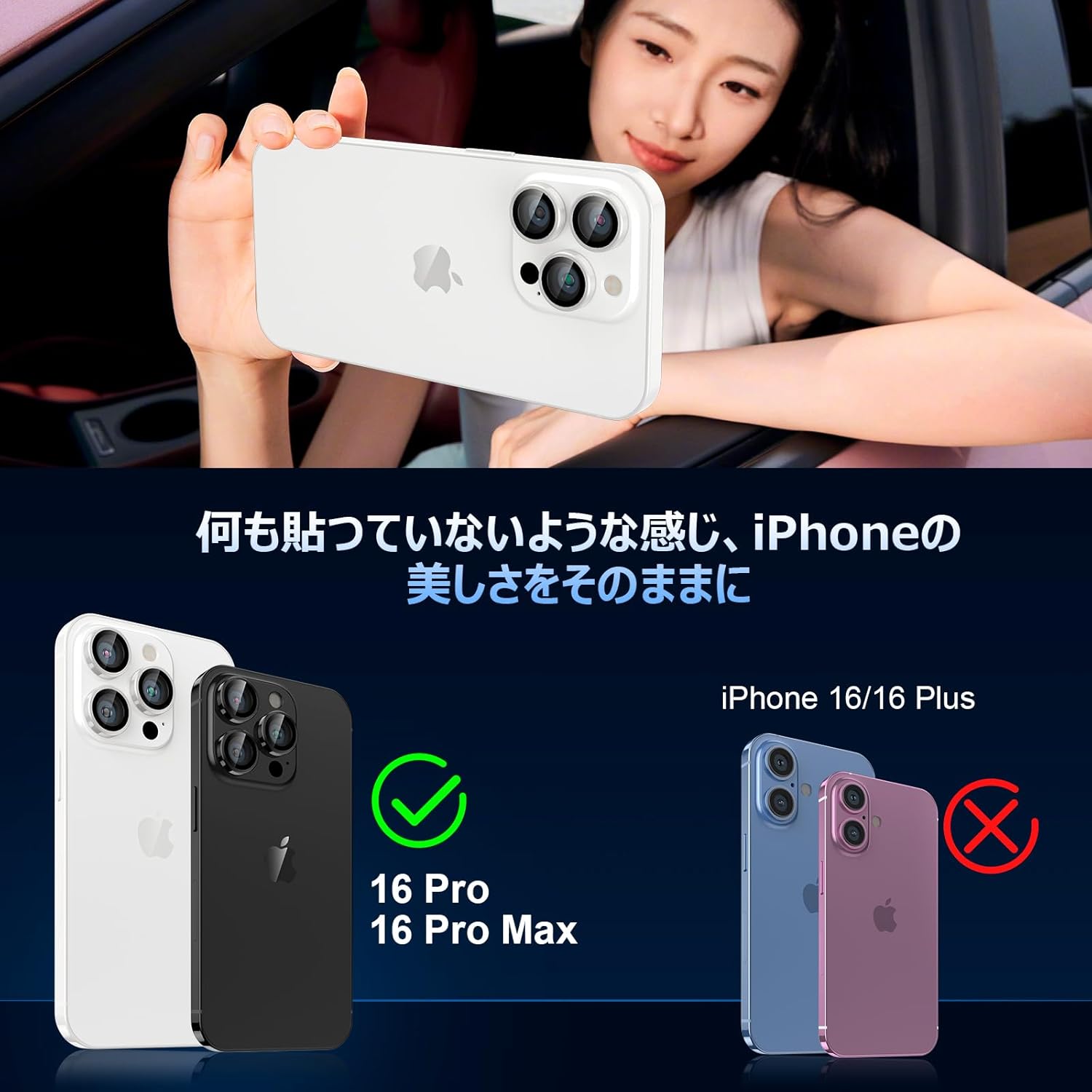 Podick Camera Film for iPhone 16 Pro/16 Pro Max, Camera Cover, 9H Tempered Glass, Aluminum Alloy for iPhone 16 Pro/16Pro Max, Camera Protector, Anti-Scratch, Shockproof, High Transmittance, Black