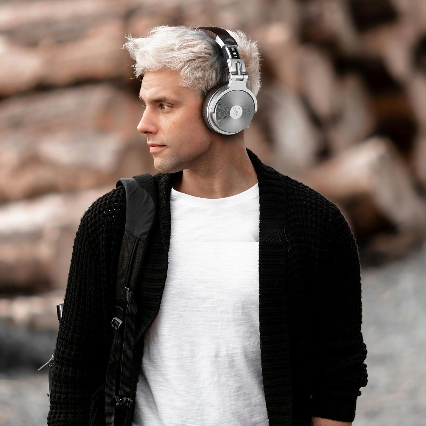 OneOdio Wireless Headphones, Up to 110 Hours of Continuous Playback, Bluetooth Headphones, Heavy Bass, Wired Hi-Res, Multi-Point Support, Built-in Microphone, Hands-Free Calling, Pro C, Silver Brown