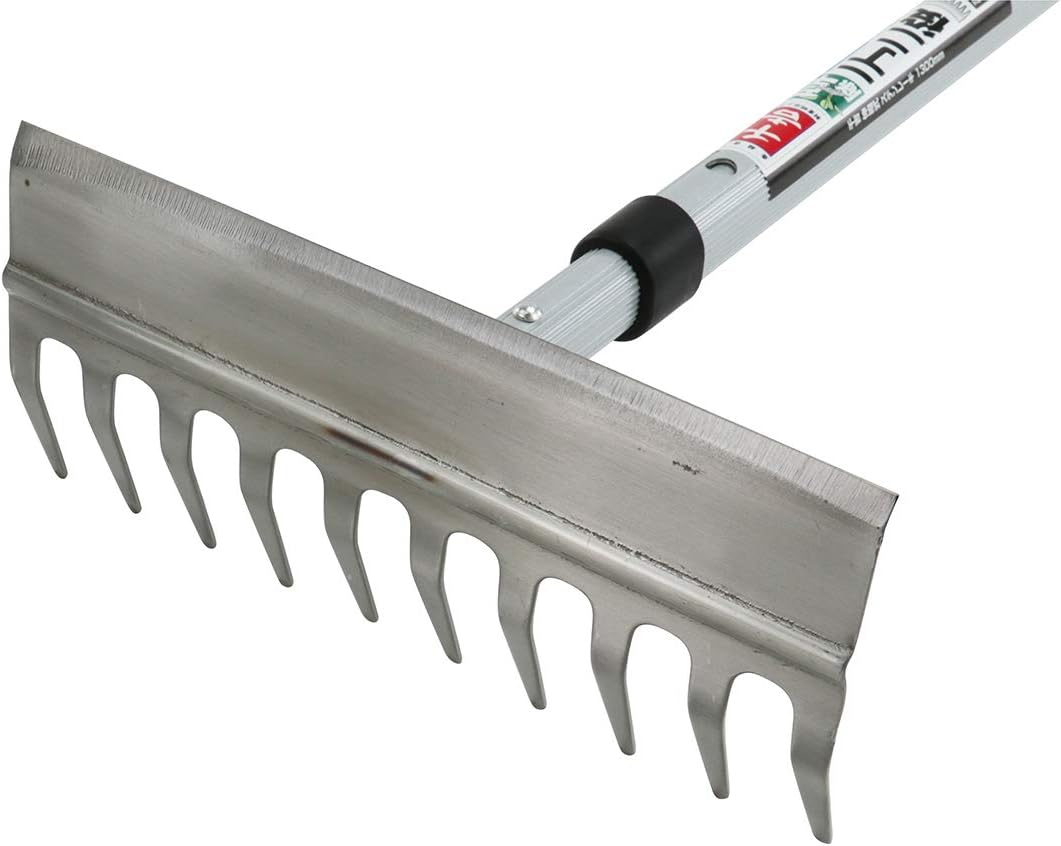 SENKICHI Telescopic Stainless Steel Rake, 1,300mm (shortest length: 800mm)