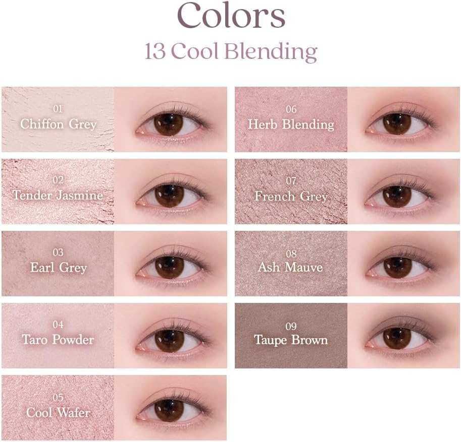 Dasique #13 Cool Blending Eyeshadow Palette, Undereye Eye Makeup, 9-Color Eyeshadow Palette x 1