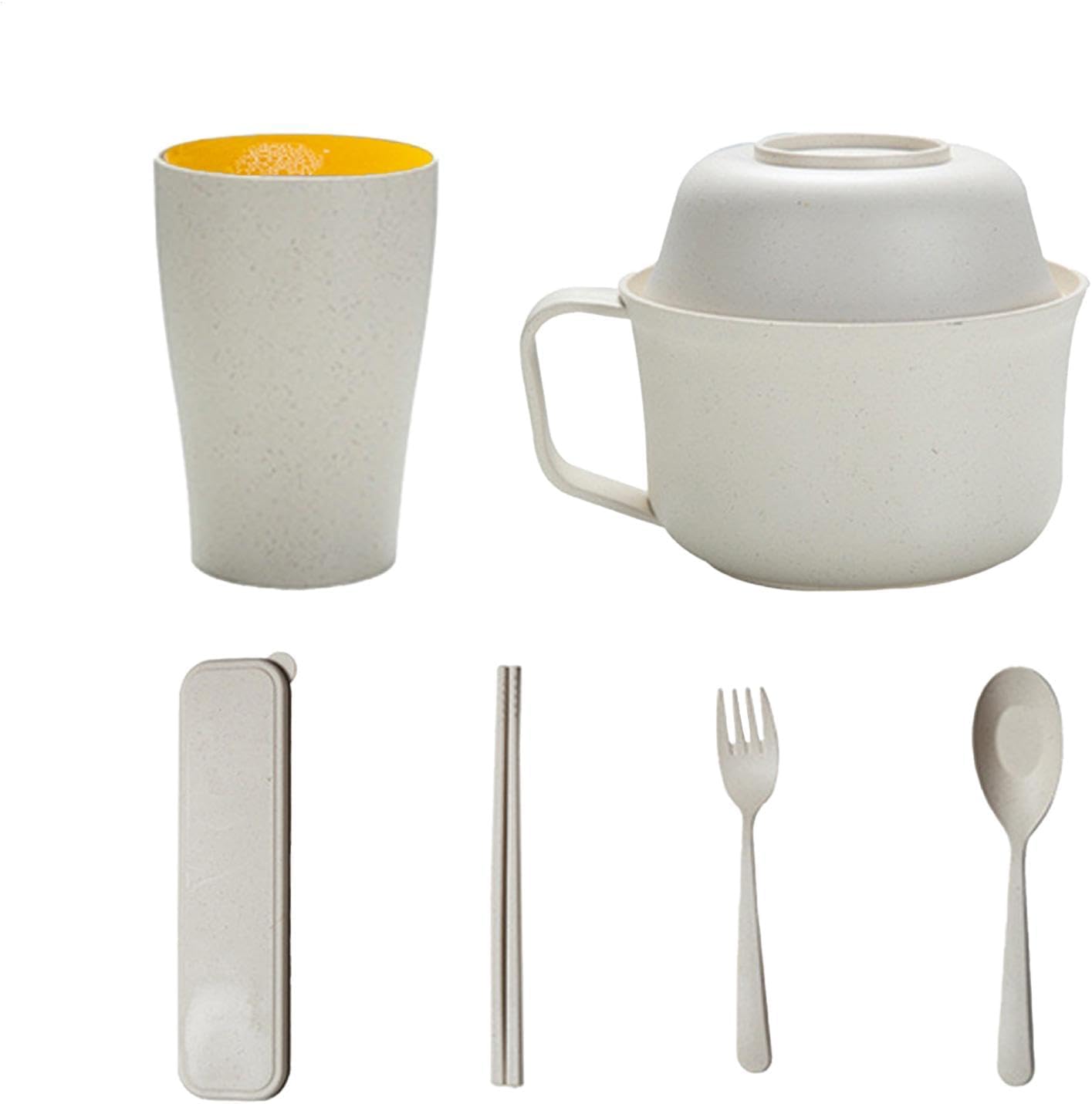 Ramen Bowl Set, Ramen Bowl Cooker Set | Ramen Bowl Set Microwave Instant Ramen Bowl - Portable Ramen Bowl with Handle for Ramen, Pho, Udon, Buckwheat, Soup Noodles, Asian Cooking