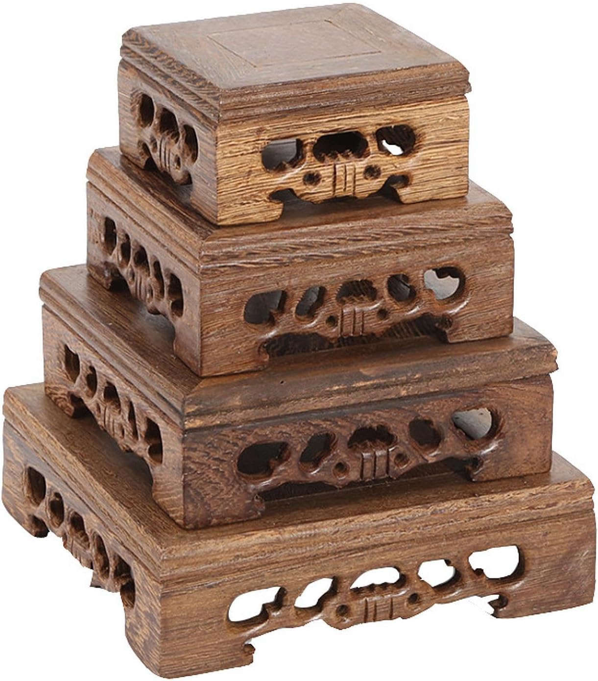 Benboo Traditional Arts Wooden Stand, Square Teapot, Vase, Bonsai Stand, Decorative Stand, Wooden Display Stand, 5.5 x 5.5 x 1.5 inches (14 x 14 x 3.8 cm)