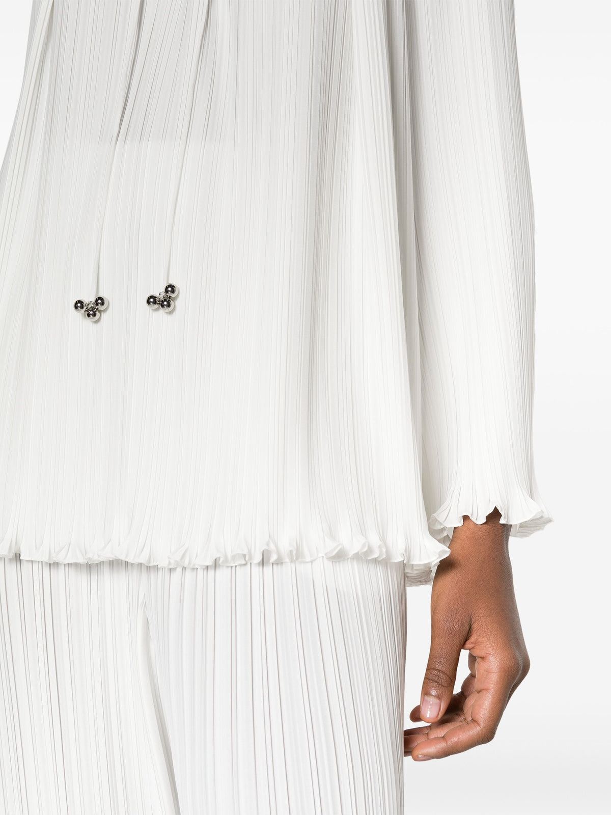 Lanvin ランバン長袖プリーツブラウス開いた首 - Image 6