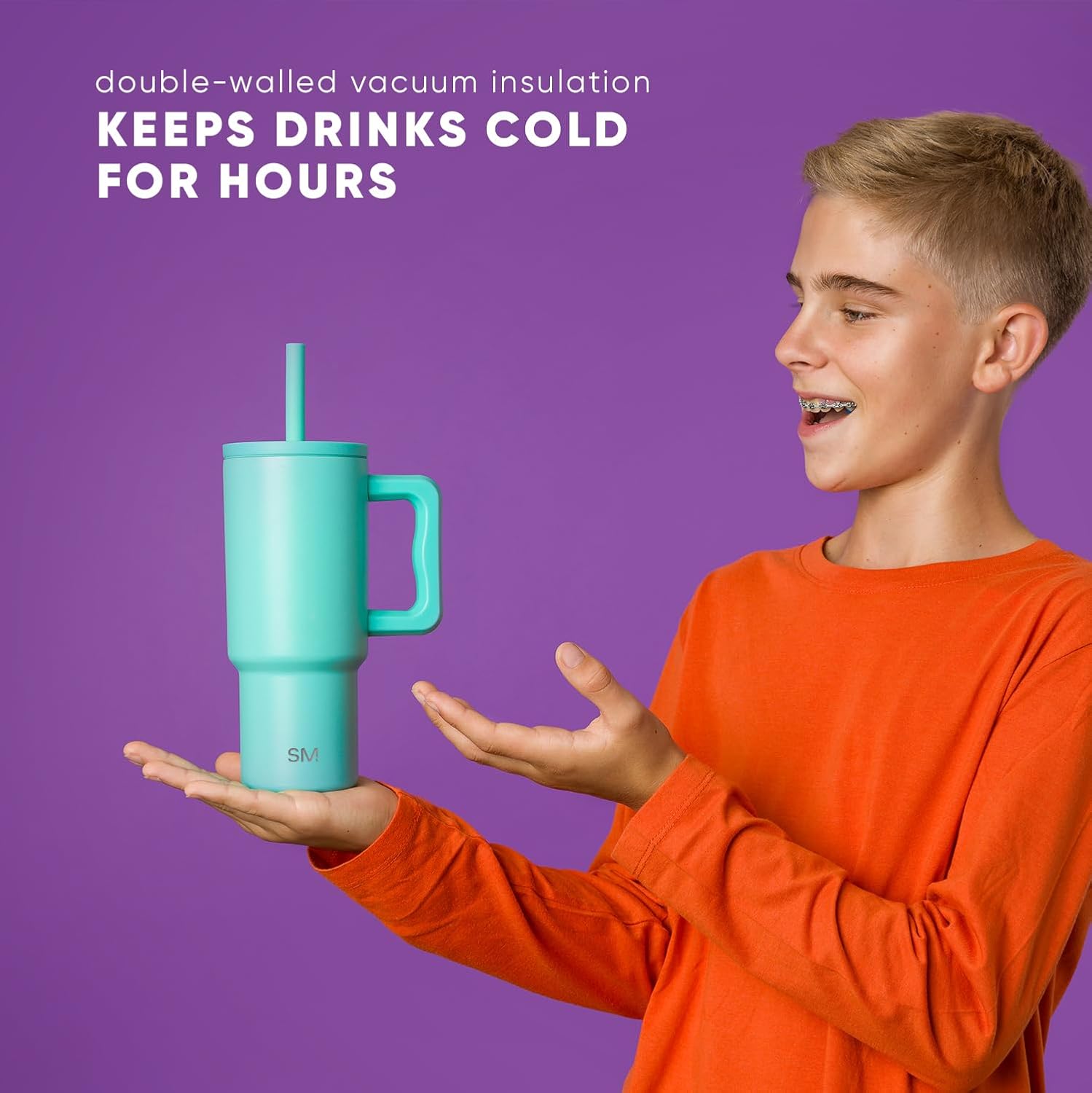 Simple Modern Disney Trek Kids - Vaso de acero inoxidable para niños y niñas, con asa y tapa con pajilla de silicona, resistente a derrames y fugas, reutilizable, Minnie Mouse en terrazo, 24 onzas