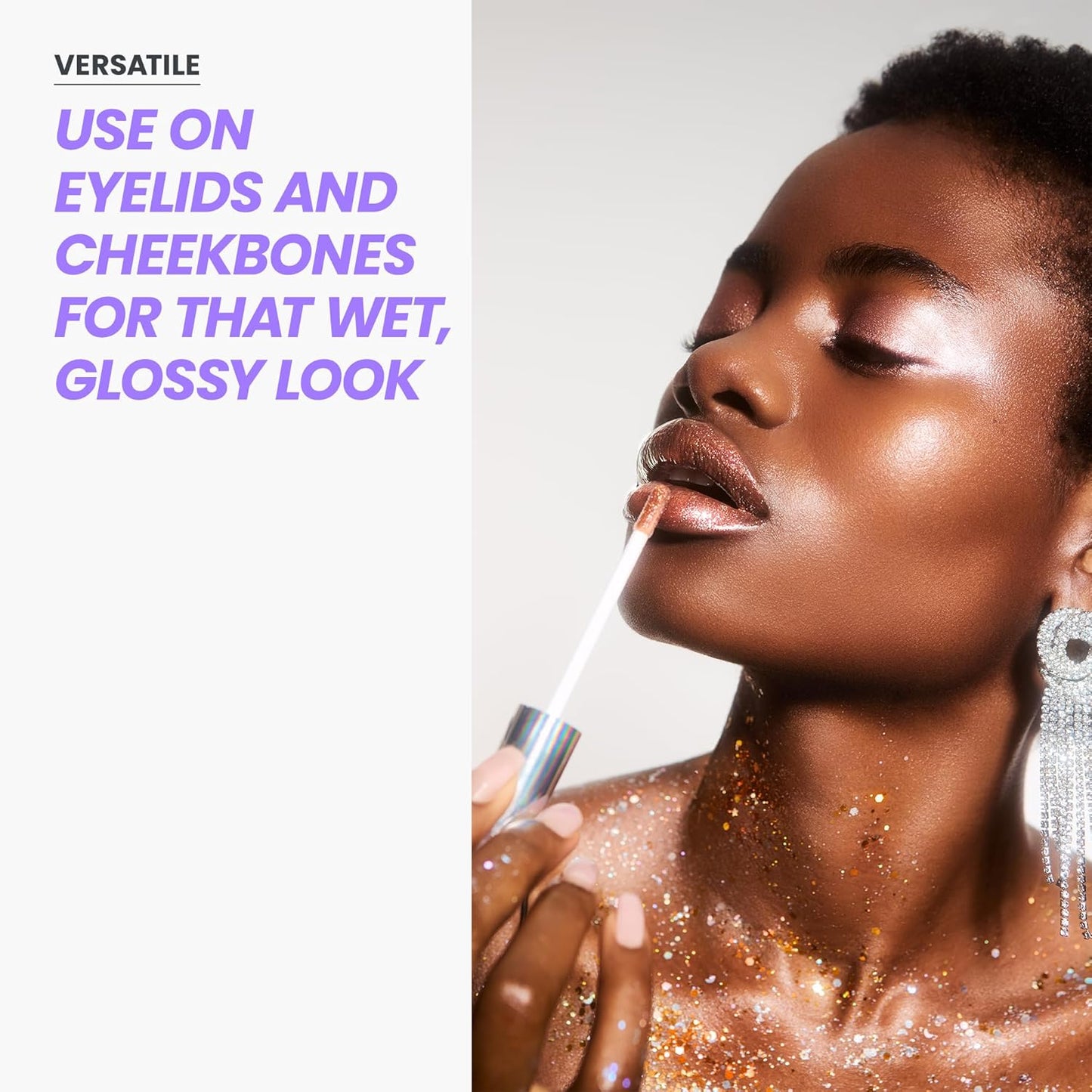 Wonderskin Brillo de Labios Blading Top Gloss, Brillo de Labios con Purpurina Dorada, Maquillaje de Labios Hidratante y de Acabado de Alto Brillo (Purpurina Dorada)