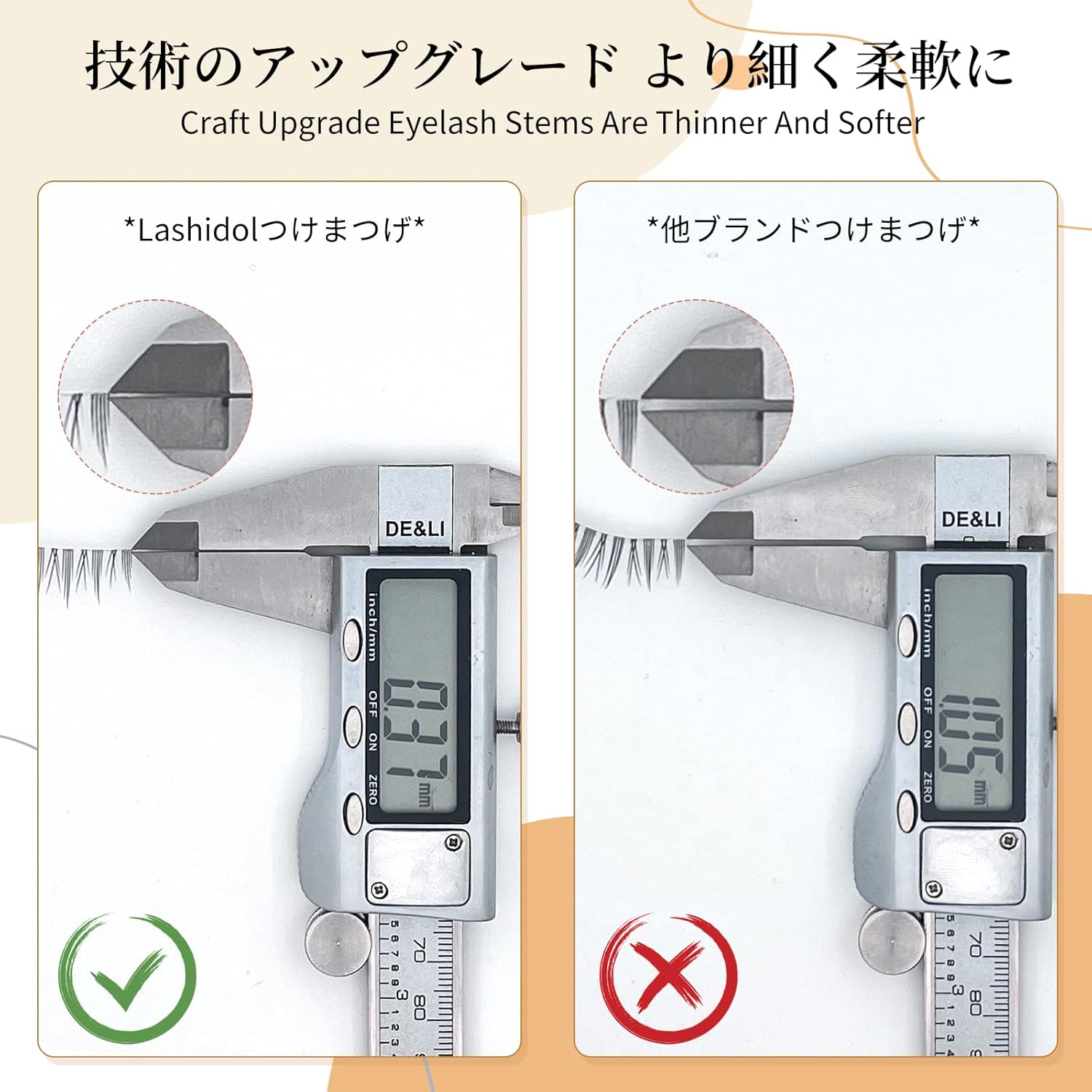 LASHIDOL Natural False Eyelashes, Corner of Eyes, Thin Transparent Axis, Handmade, Natural (manga lash no.03)