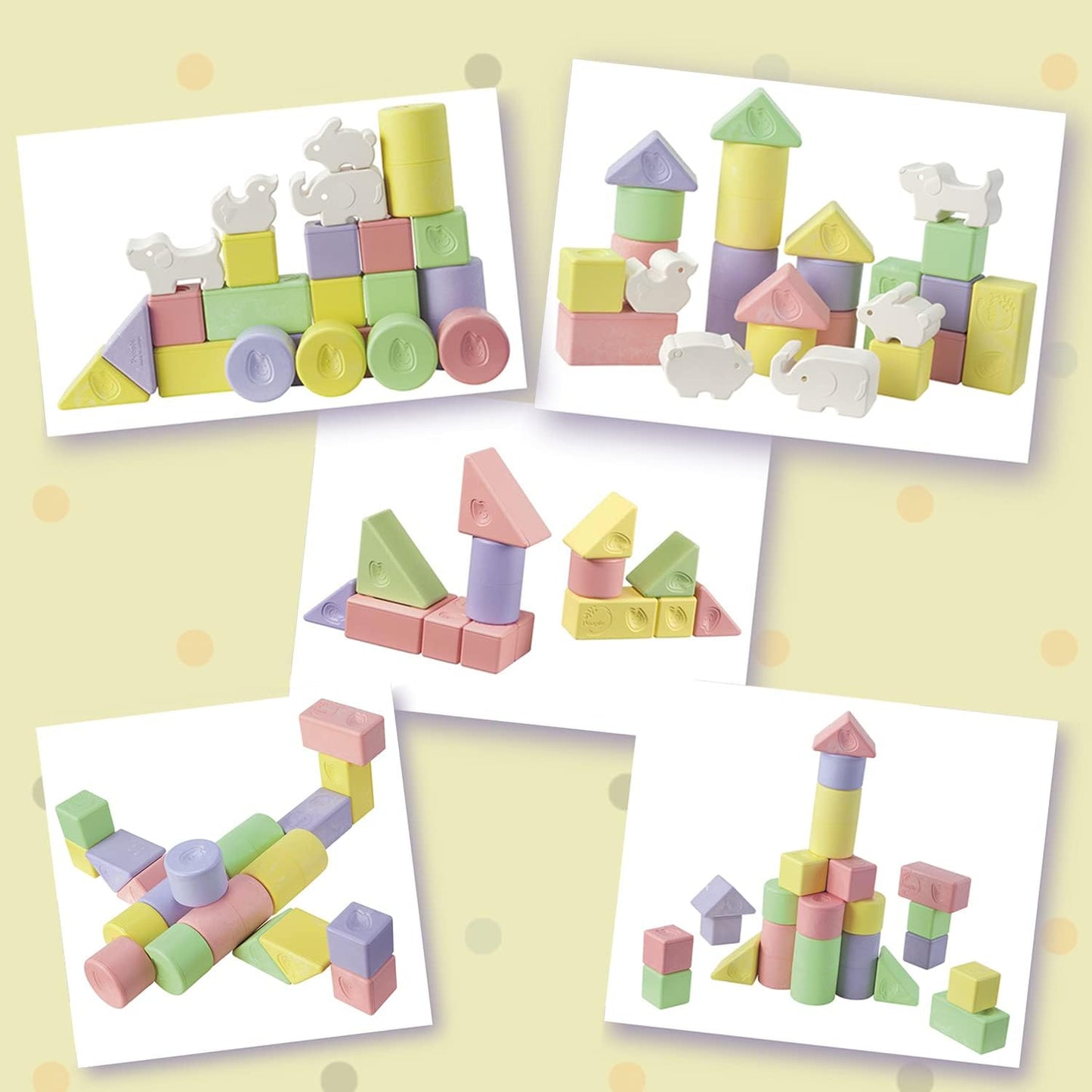 People KM-029 Mochi Animal Block Set, Assorted Colors, Completely Japanese-Made