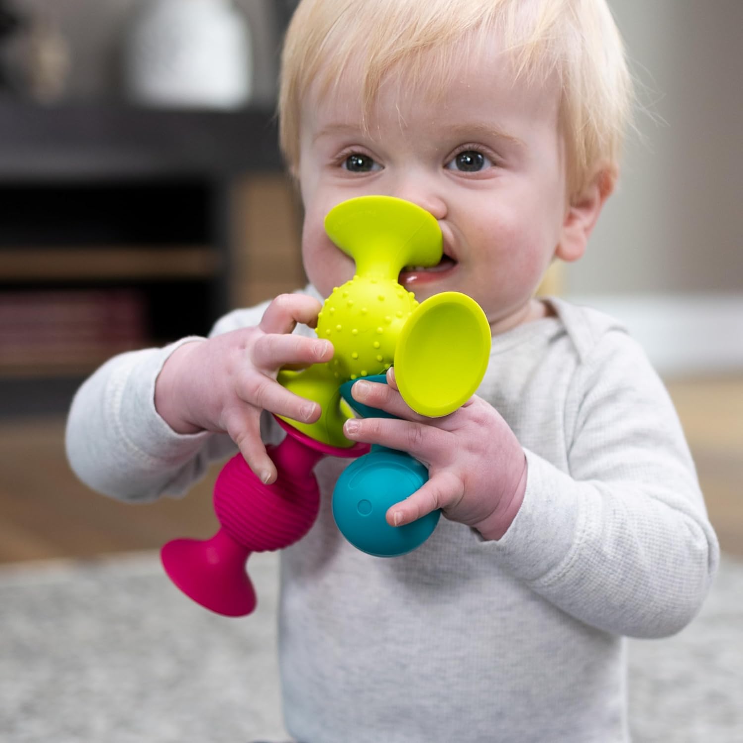 ファットブレイン(Fat Brain Toys) 赤ちゃんおもちゃ ピップスクイグズ 3個セット 吸盤付き FA089-1 正規品