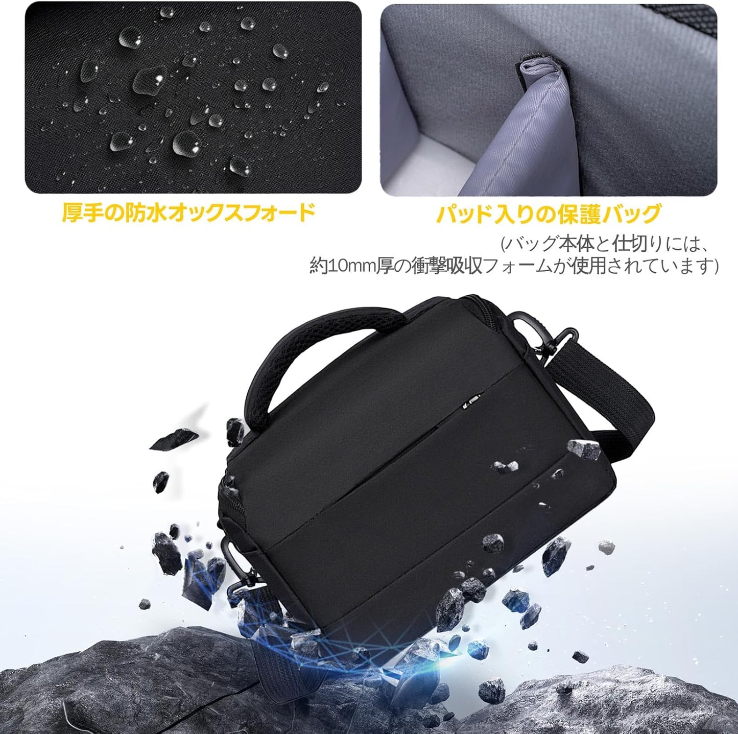 Camera Bag, SLR Camera Bag, Divider Storage Camera Case, Camera Accessories Storage Bag, Travel Outdoor Photography Bag, Black, Black, Simple