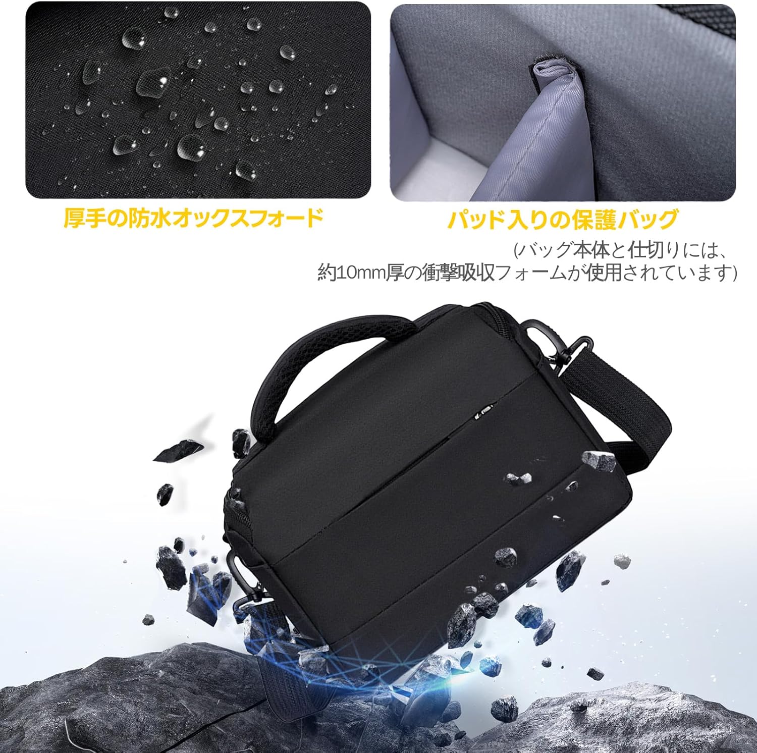 Camera Bag, SLR Camera Bag, Divider Storage Camera Case, Camera Accessories Storage Bag, Travel Outdoor Photography Bag, Black, Black, Simple