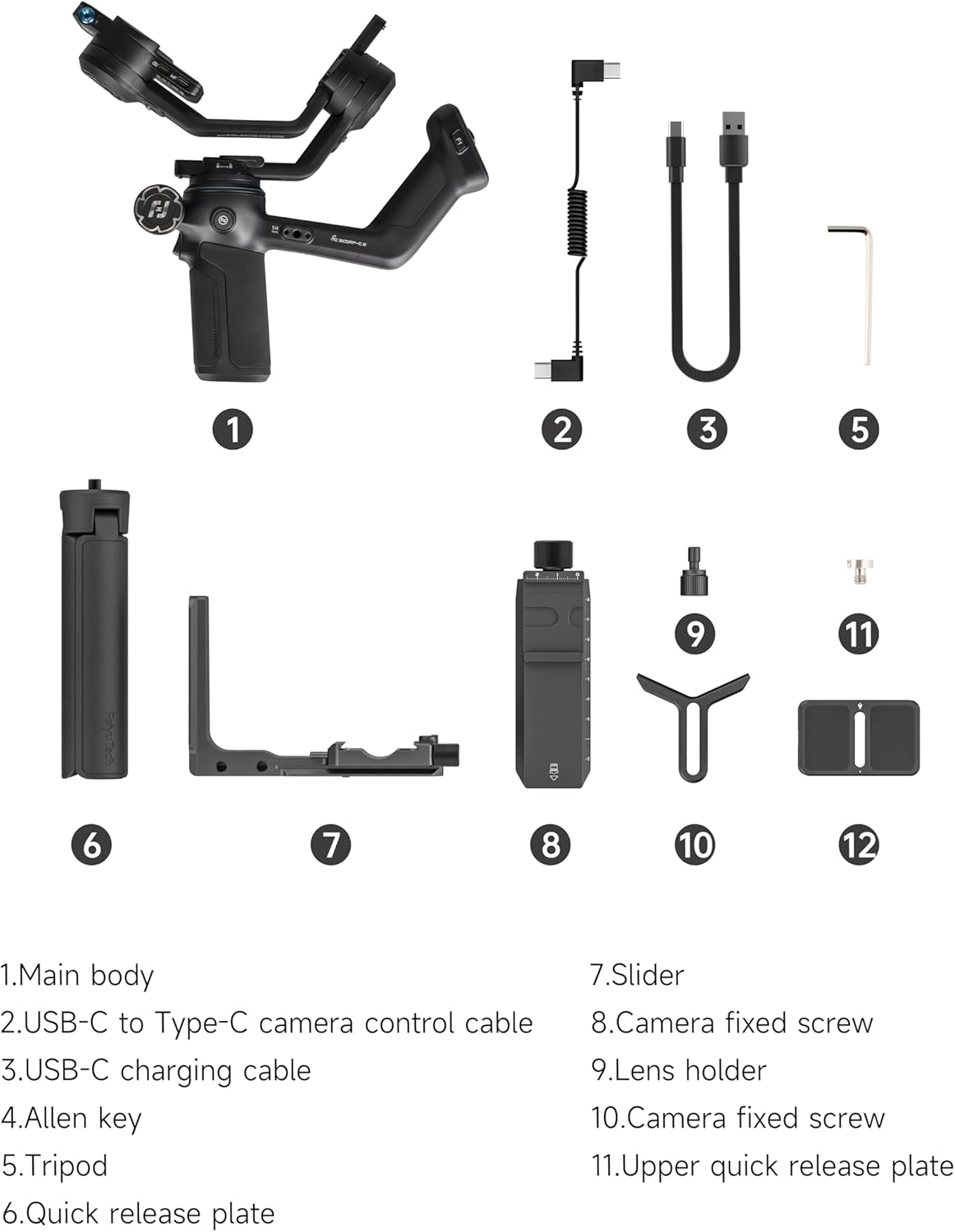 FeiyuTech SCORP-C2 Camera Stabilizer, Gimbal Stabilizer for Mirrorless/SLR, Camera Gimbal with Built-in AI Tracking for Sony Canon Panasonic Lumix Nikon Fujifilm Native Vertical Shooting Load Capacity