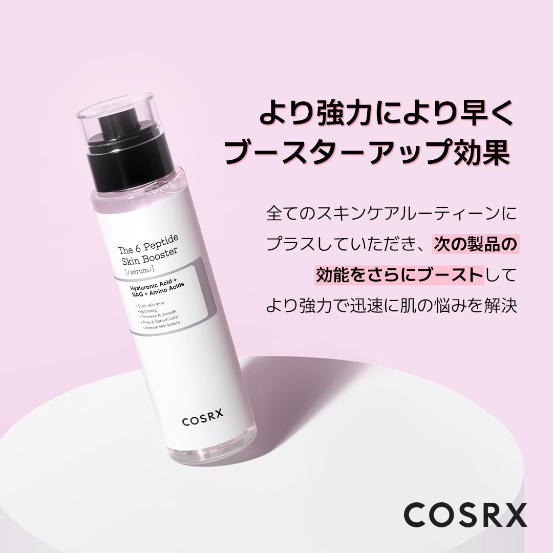 COSRX Peptide Booster Serum, Peptide 6 Skin Booster, 5.1 fl oz (150 ml), Peptide, Niacinamide, Hyaluronic Acid, Adenosine, Allantoin Serum, Milky Lotion, Toner, NMF, Derma, Research, Moisturizing,