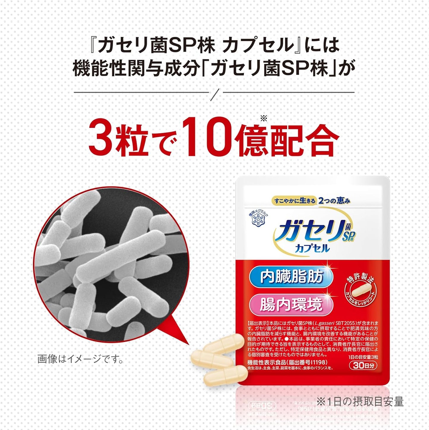 Snow Brand Megmilk Gaseri SP Strain Capsule (90 pieces / 30 days supply) Portable lactic acid bacteria gut health supplement (for those concerned about visceral fat and intestinal environment/live