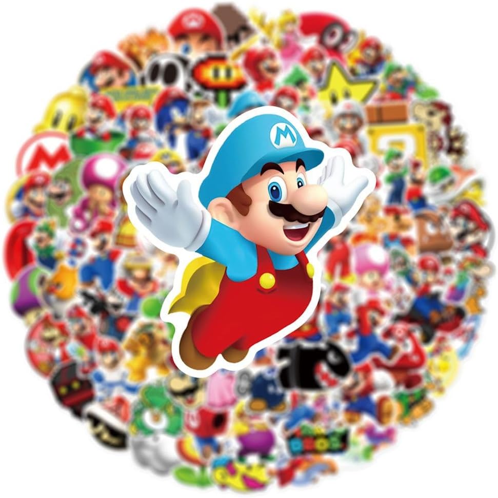 Mario Super Mario Sticker Collection Sticker Set, Anime, Manga, Cute, Notebook, Children's Stickers, Waterproof PVC Stickers, Character Goods, Popular, Pictures, Gift, DIY Decoration, Letter, Mobile
