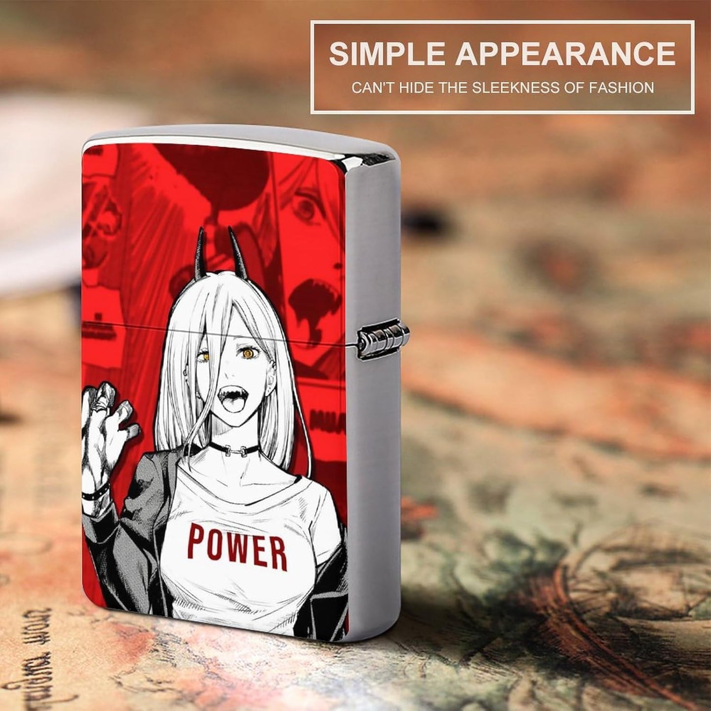 Zippo Lighter, Lighter Case, Outer Case, Chainsawman Anime Pattern, Surroundings, MoE Goods, Stylish, [Rust Proof, Aviation Metal Material, Abrasion-Resistant], Outer Protective Shell, Metal