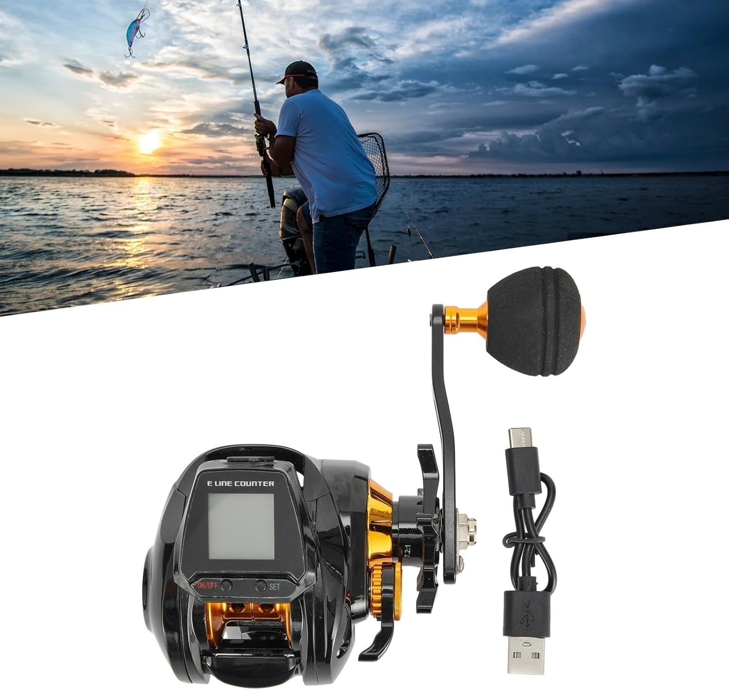 Digital Fishing Baitcasting Reel Precise Line Counter 6.3:1 Large Display Baitcasting Fishing Reel - Right Handed Aluminum Alloy Line Counter Magnetic Brake