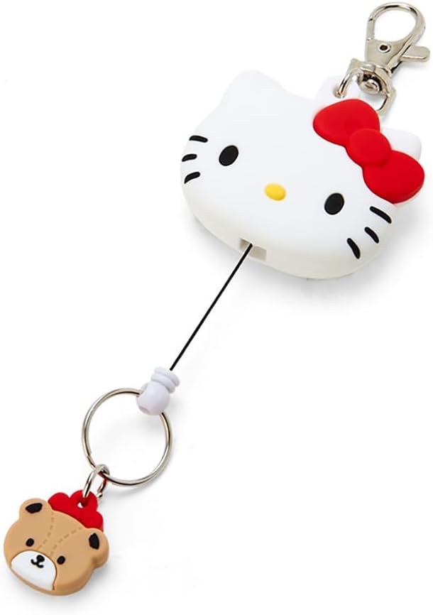 Sanrio 168645 Hello Kitty Character Keychain, Kitty, Face-Shaped Reel Keychain, 5.1 x 1.9 x 0.7 inches (13 x 4.9 x 1.8 cm)