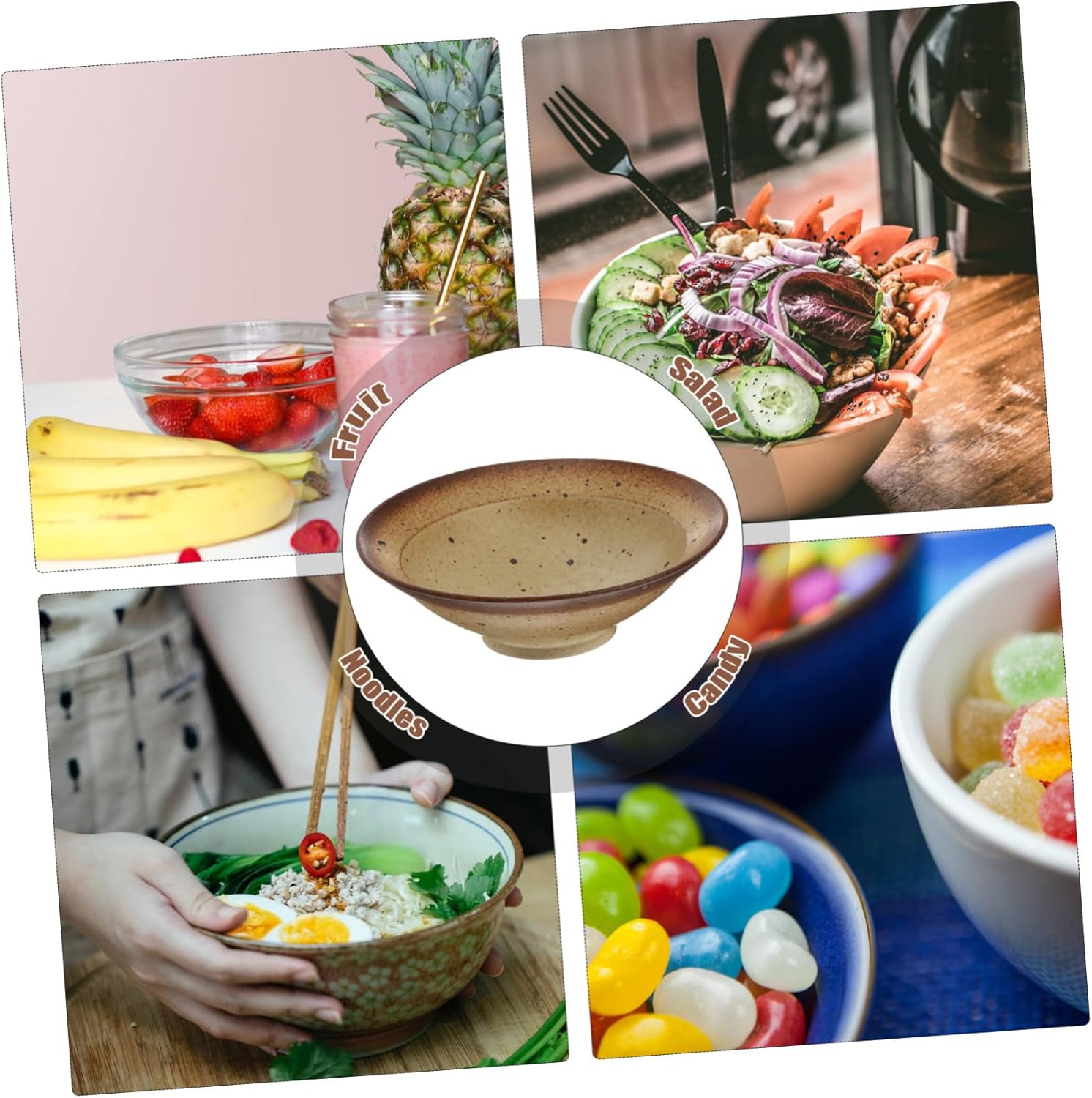 WRITWAA 1 Piece Setsuki Ramen Bowl Ramen Container Porcelain Soup Coarse Ceramic Bowl Japanese Udon Pasta Container Spaghetti Noodle Container Ramen Udon Food Container Instant Japanese Style Bowl