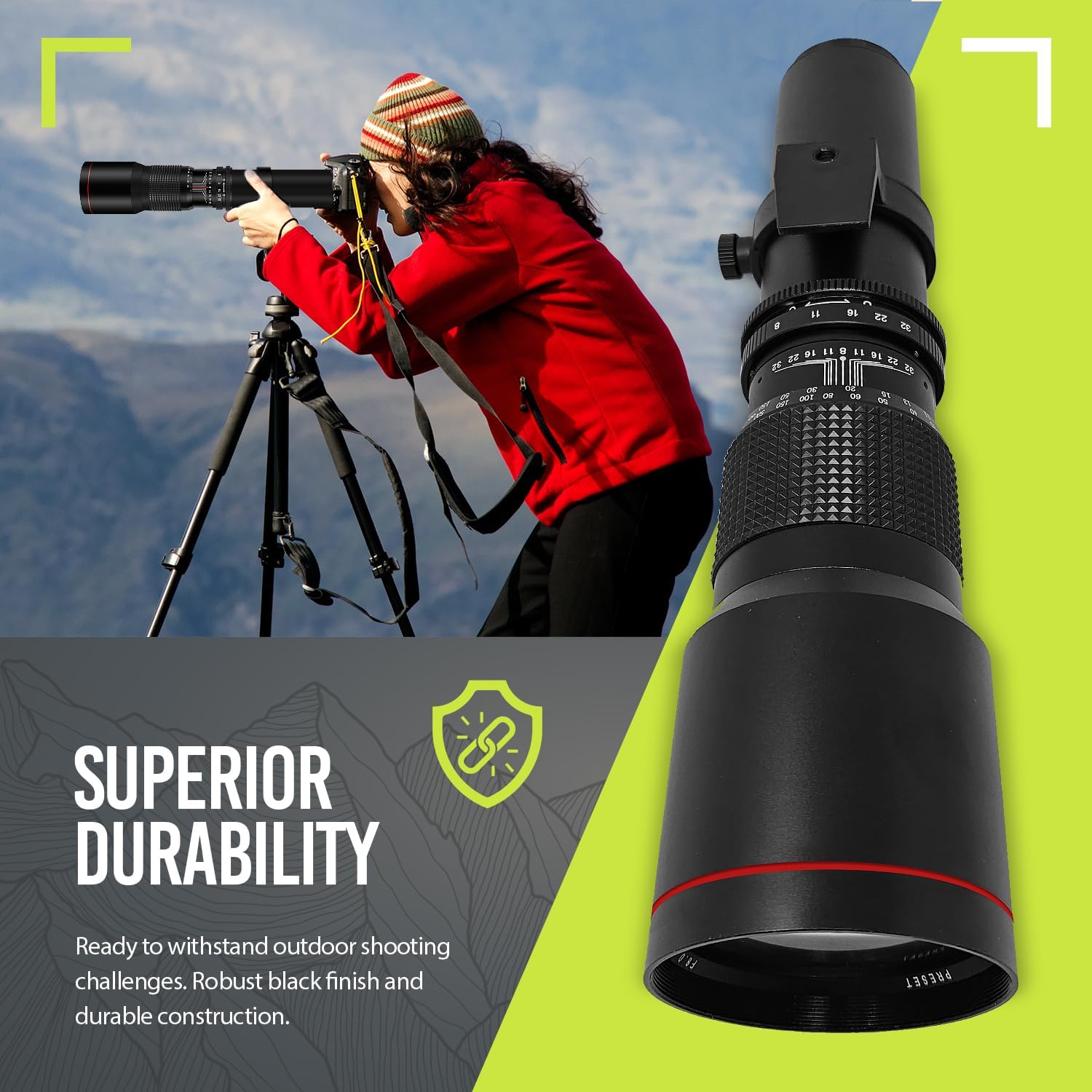 High Power 500mm f/8 Manual Telephoto Lens for Canon EOS R EOS R3 EOS R5 EOS R6 EOS R7 EOS R8 EOS R50 EOS R100 EOS RP Mirrorless Cameras