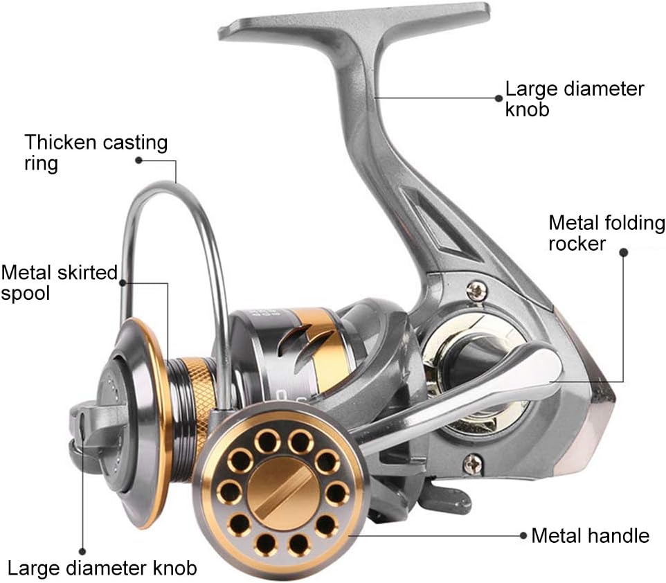 Spinning Reel Fishing Reel 2BB AR5000 Metal Fishing Gear Left/Right Interchangeable Adjustable for River, Lake, Sea, Reservoir