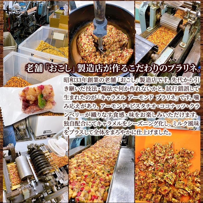 EBLIM Caramel Almond Praline, Featured on TV, Traditional "Okoshi" Manufacturing Method, Individually Wrapped, Bite-sized, Caramelized, Nuts, Dried Fruits, Almonds, Cranberries, Pistachios, Coconut