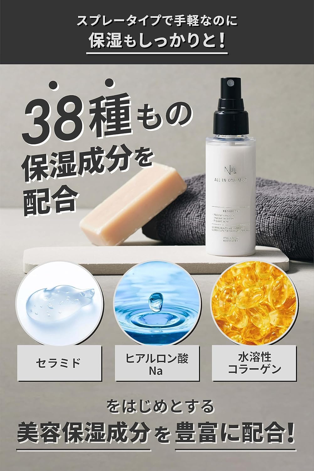 NULL Medicated All-in-One Mist Men's Lotion, After Shave Lotion, Men's, Moisturizing, Spray, Skin Care, Milky Lotion, Serum, 80 Days Work, 2.8 fl oz (80 ml)