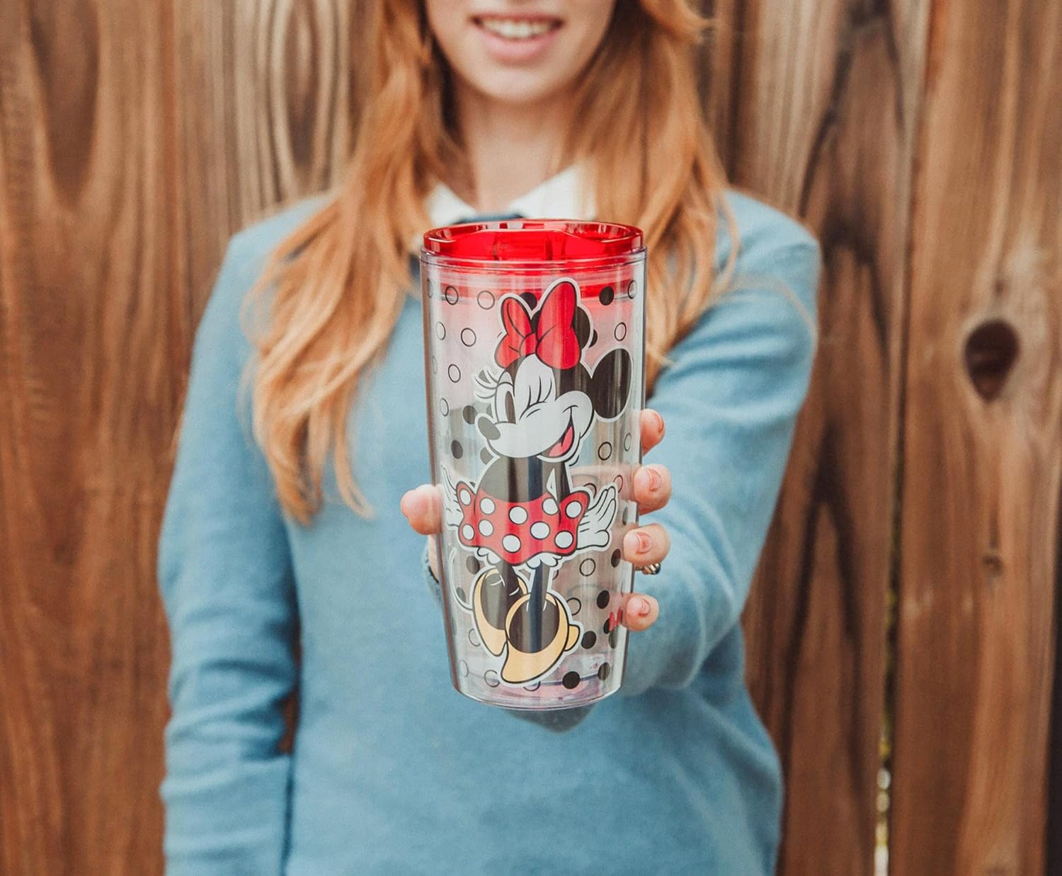 Disney Minnie Mouse - Vaso de viaje acrílico con tapa de cierre deslizante | Taza fría alta de carnaval para bebidas, jugo, limonada | Esenciales para el hogar y la cocina, bonitos regalos y coleccionables | Capacidad para 20 onzas