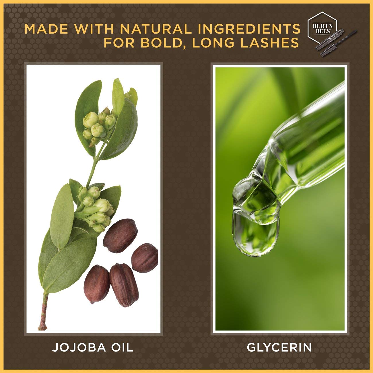 Máscara de pestañas, pestañas alargadas Burt's Bees 100% natural, negro clásico