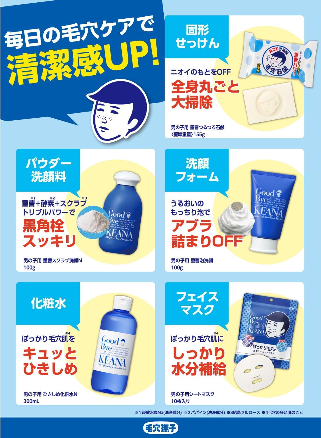 Keana Nadeshiko Boy's Baking Soda Slippery Soap, 5.4 oz (155 g), Soap, Pores, Odor, Keraten, Sebum, Sweat Free, Additive-Free [Baking Soda Is Off! Whole Body Refreshing]