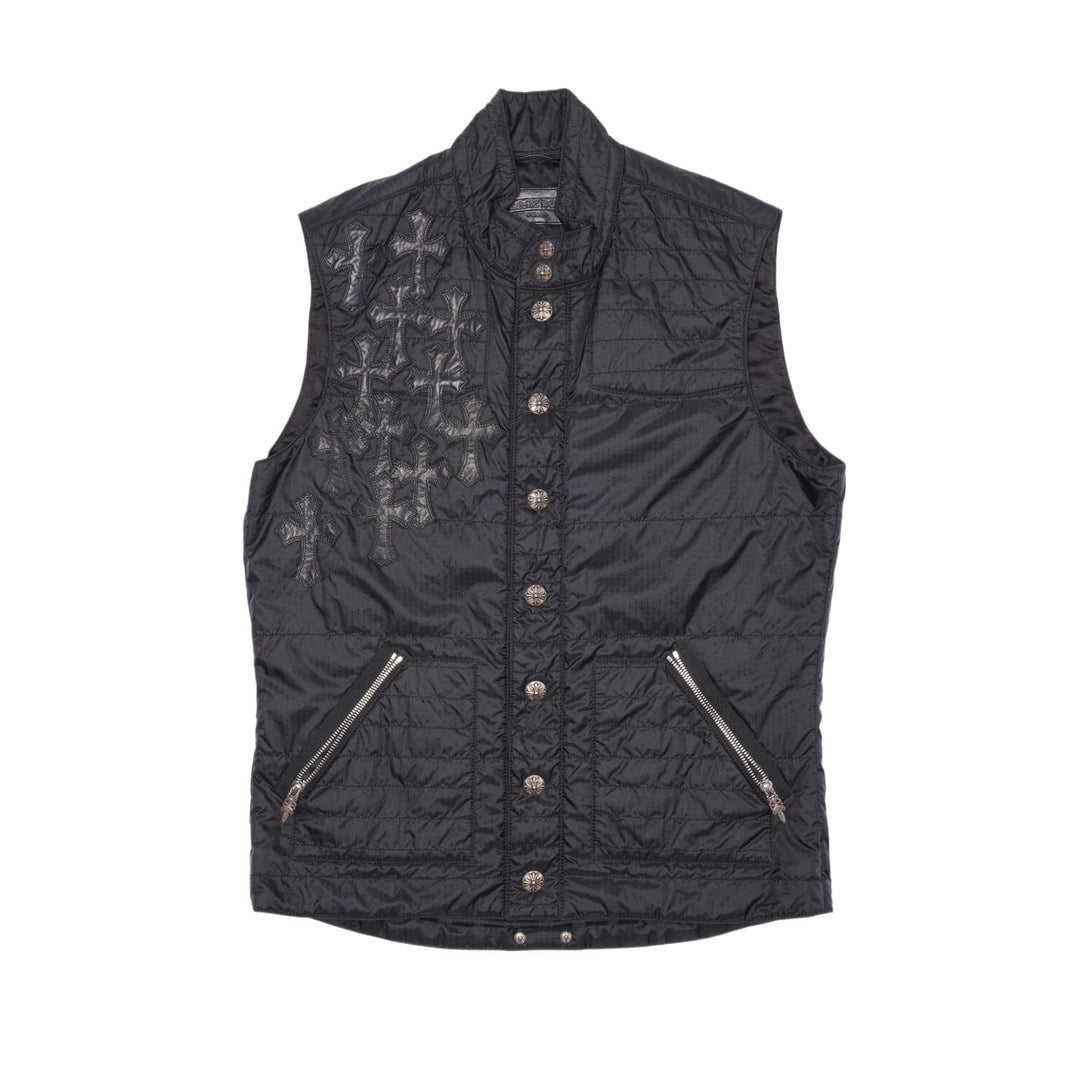 CHROME HEARTS 'FLOODED CROSS PATCH' BUTTON UP NYLON VEST