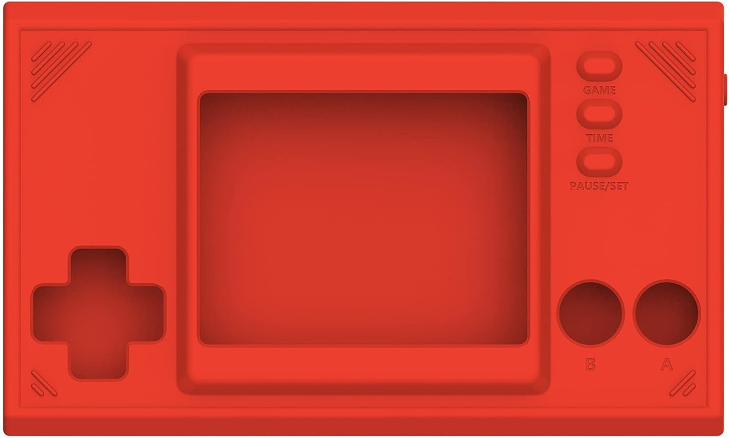 PlayVital Passion Red Silicone Cover Protective Case Skin for Nintendo Games & Watch with 2 Super Mario Bros Screen Protectors