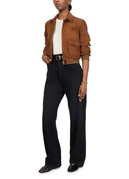 MIU MIU Crop suede aviator jacket - Image 6