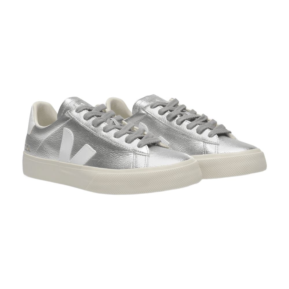 Veja 銀と白のクロムフリーレザーのカンポスニーカー - Image 6