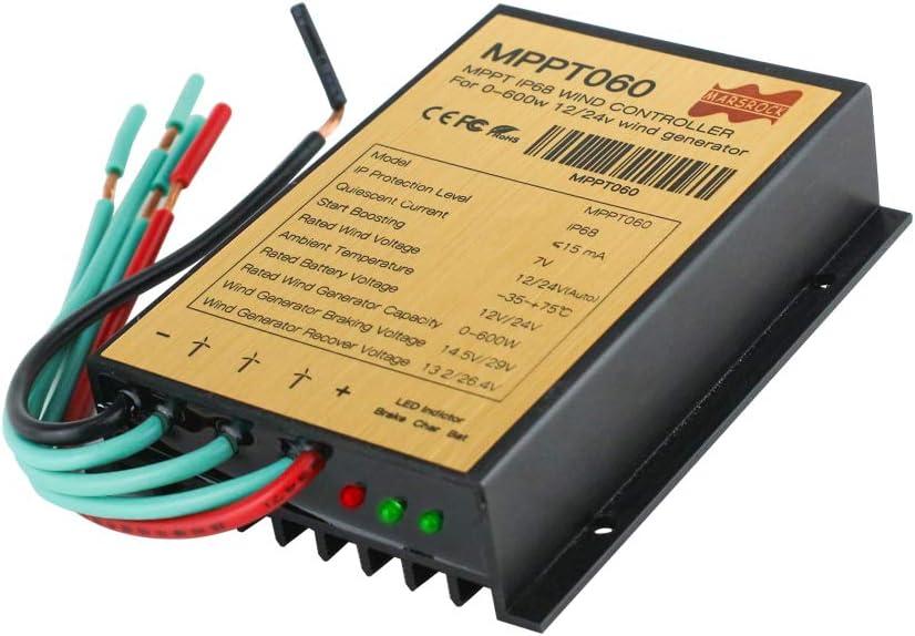 風力タービンジェネレーター + ウィンドコントローラー 400W エコノミー風車 風力ソーラーハイブリッドシステム用 2m/s 低スターアップ風速AC 12ボルトまたは24ボルト 5枚羽根 (400ワット 24ボルト)