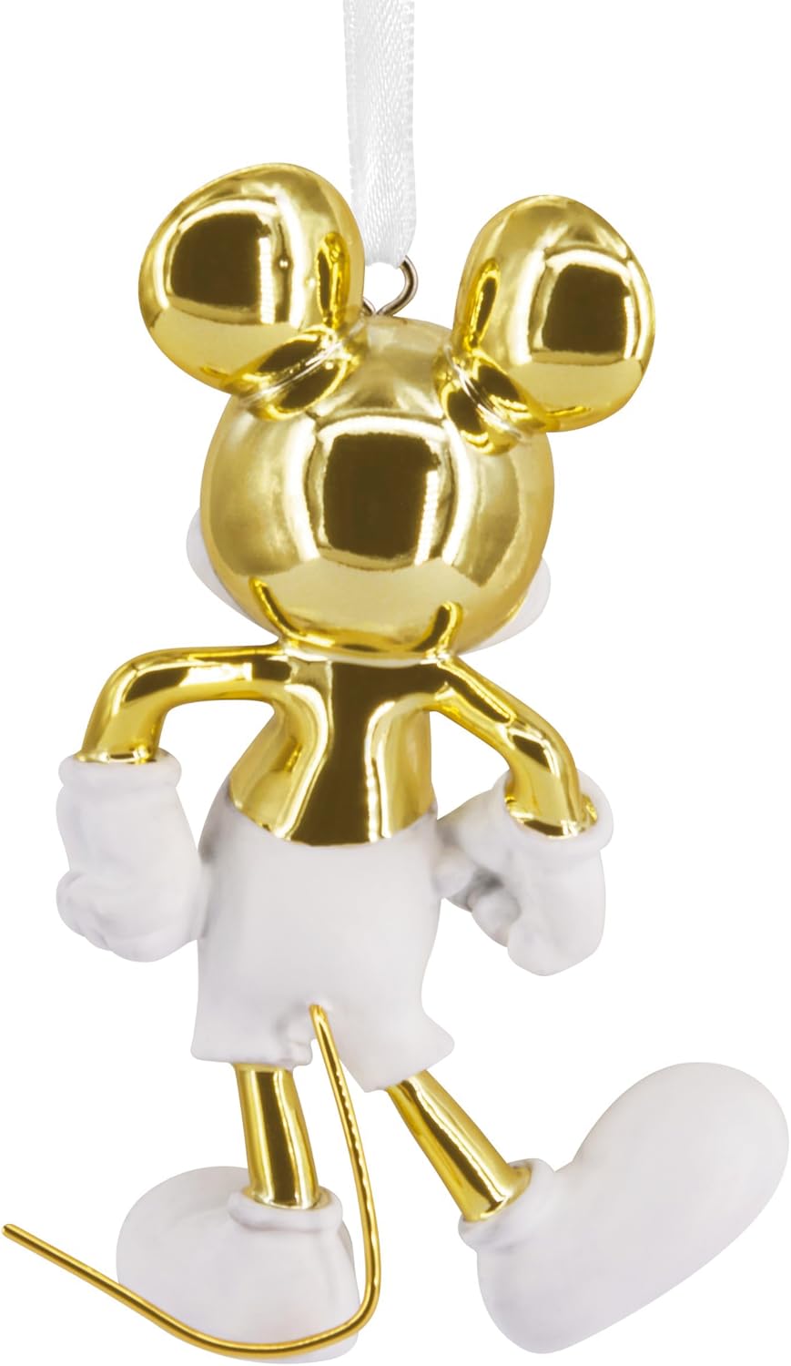 Hallmark Adorno de Navidad exclusivo, adorno de Mickey Mouse blanco y dorado, cerámica, regalos para fanáticos de Disney